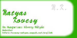 matyas kovesy business card